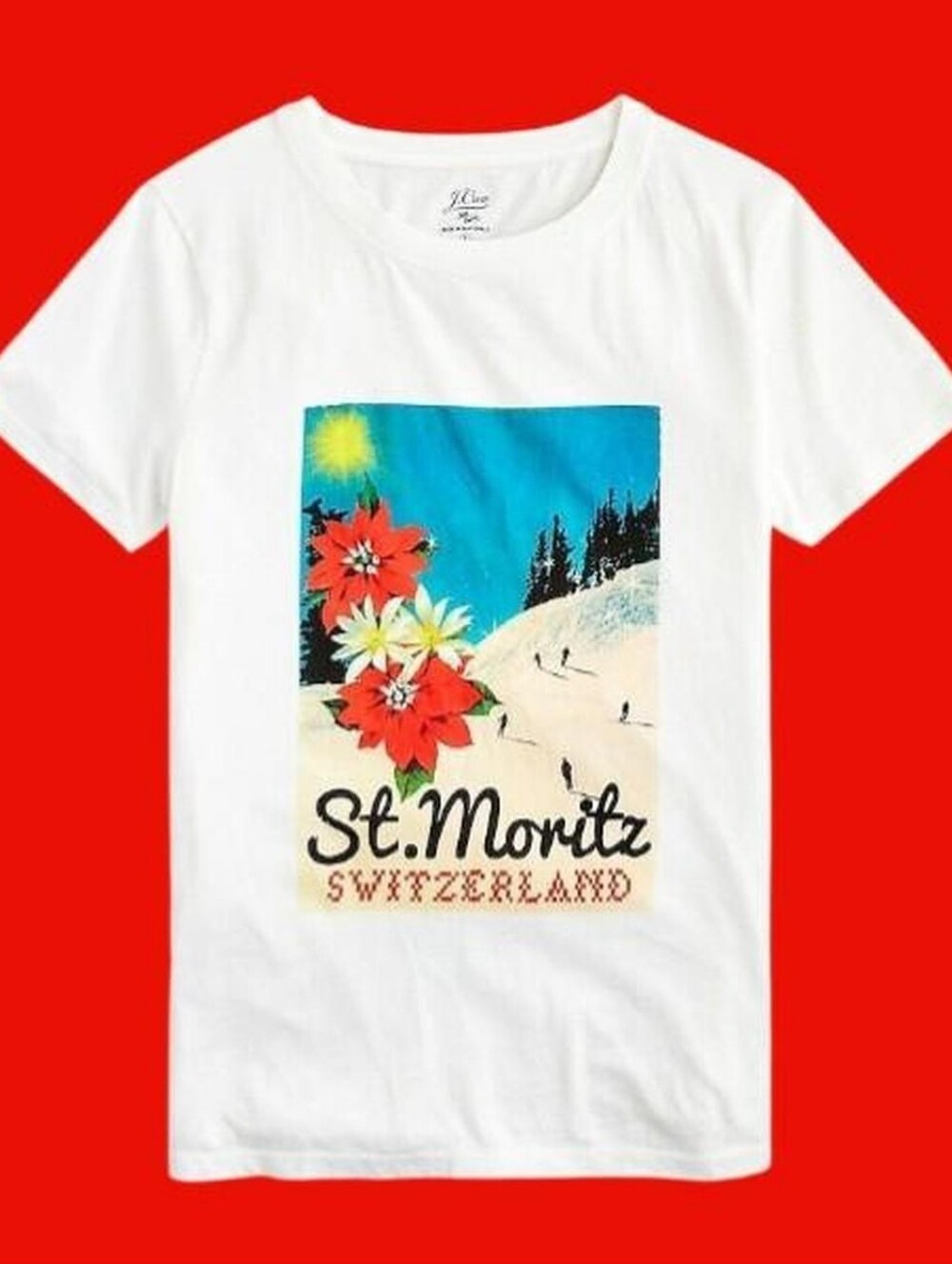 J. Crew St. Moritz Graphic Crew Neck T-shirt - white - Size S